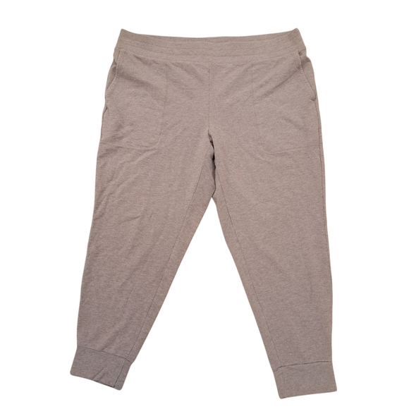 Pure Jill Taupe Pull On Pima Cotton Modal Blend Cropped Joggers Pants Size Large - Picture 1 of 9